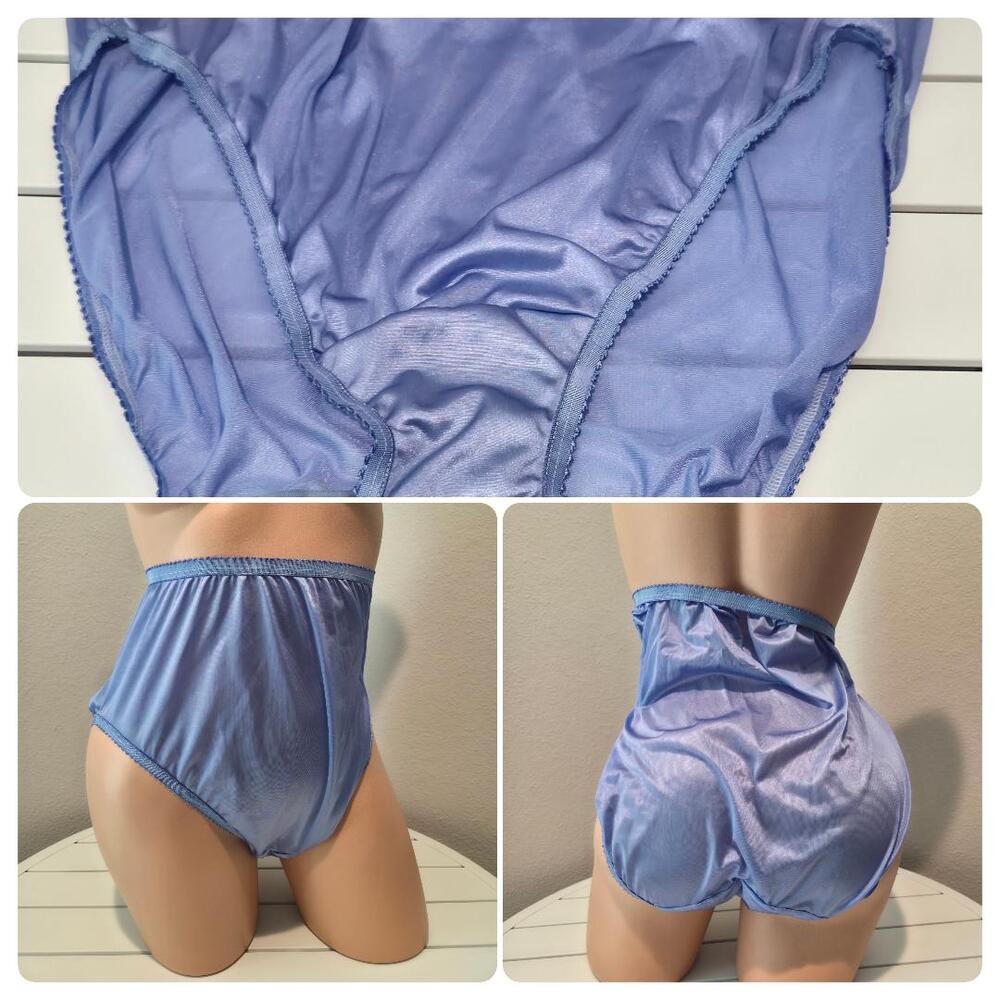 Shadowline 17842 Women's Hi Cut Panty Nylon Brief Full Coverage Maximum Blue